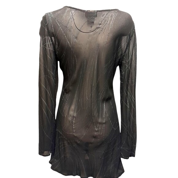 Ghost England Womens Medium Sheer Witchy Boho Etched Whimsigoth Tunic Top Black - Picture 3 of 8